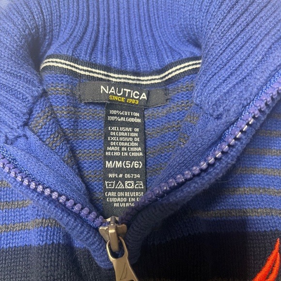 Nautica, Boys size 5/6 Stripe Zipper Neck Sweater - Picture 2 of 4